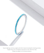 BAMOER 925 Sterling Silver Full Paved Simulated Diamond Stackable Ring, Women's Gold Plated Engagement Eternity Band with Colored CZ