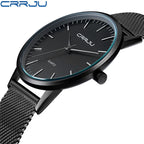 CRRJU Luxury Men's Military Watch - Japanese Quartz Movement, Stainless Steel Sports Casual Wristwatch, Water Resistant Unisex Watch