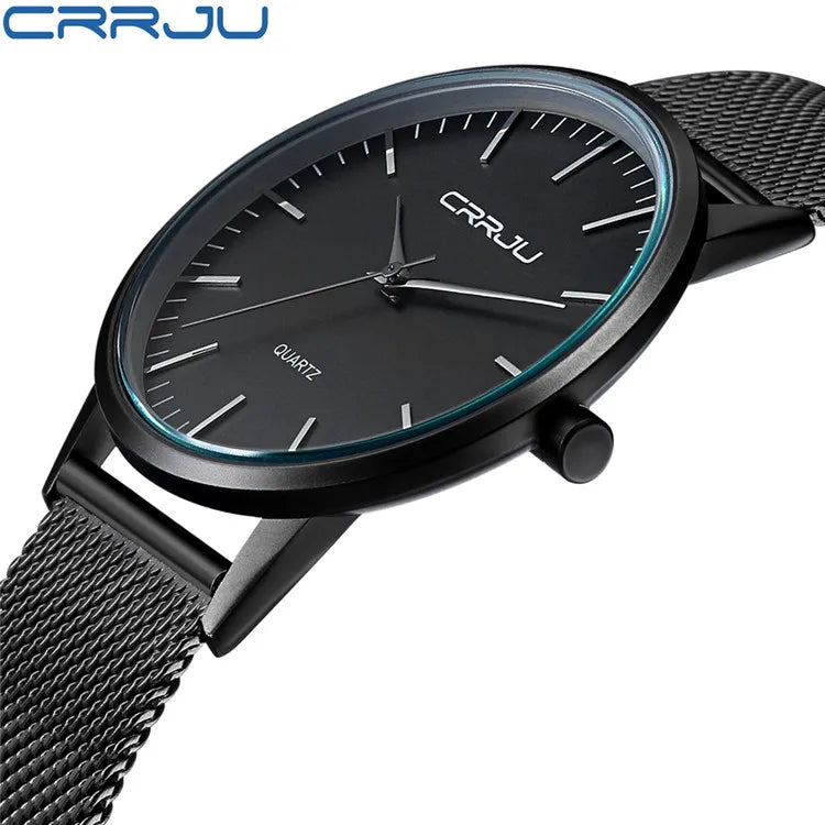 CRRJU Luxury Men's Military Watch - Japanese Quartz Movement, Stainless Steel Sports Casual Wristwatch, Water Resistant Unisex Watch