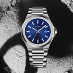 TOMI Luxury Men's Watch Gift Set - Rose Gold Case & Stainless Steel Bracelet, Business Quartz Watch with Complete Calendar, Ring & Brooch