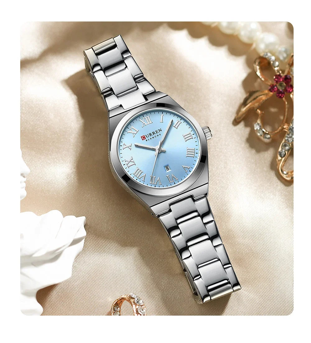 Curren Women's Watch - 33mm Fashion Dress Watch, Stainless Steel Bracelet, Date Display, Water Resistant Analog Watch for Women