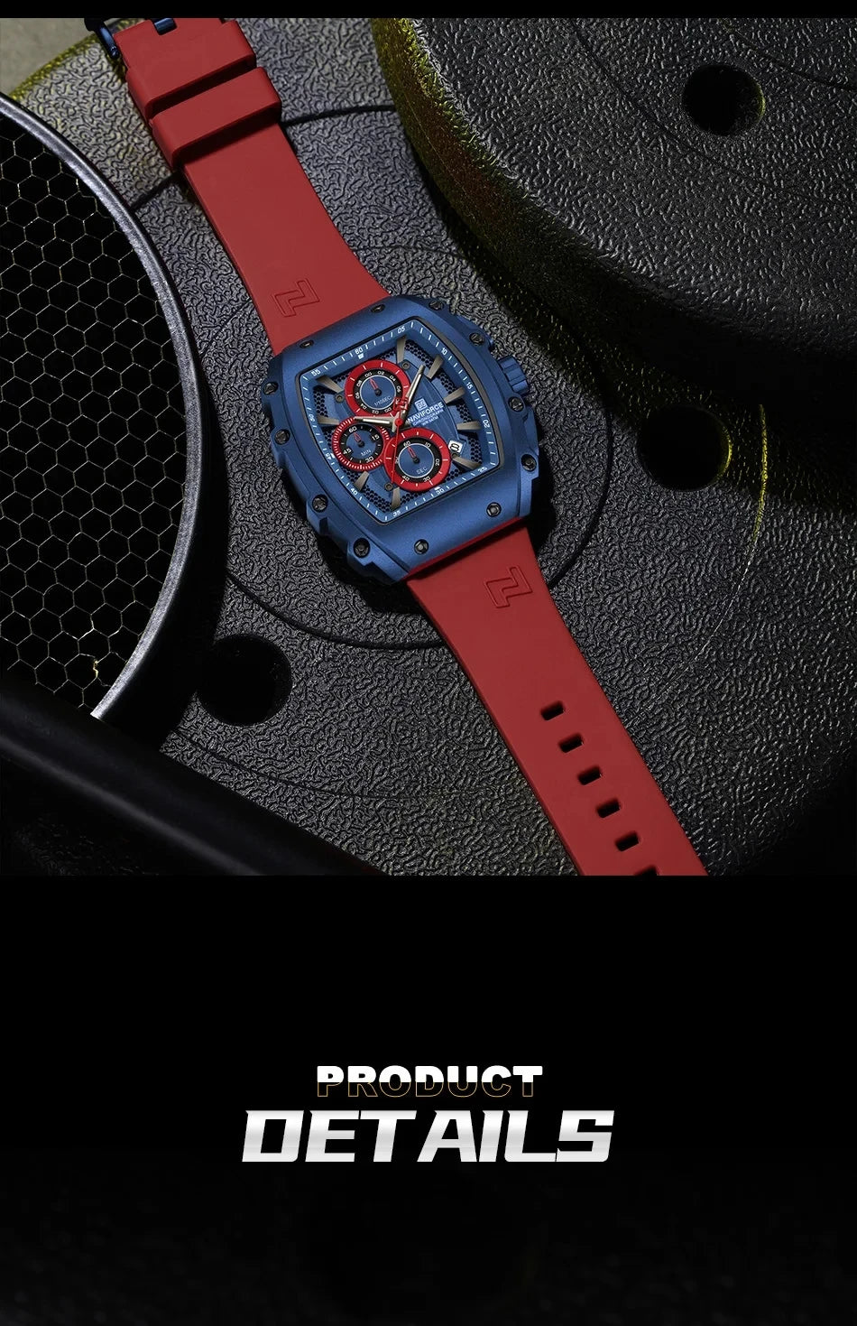 NAVIFORCE 8070 Men's Chronograph Watch - Waterproof Sport Watch with Luminous Hands, Silicone Strap, Calendar, Luxury Fashion Wristwatch