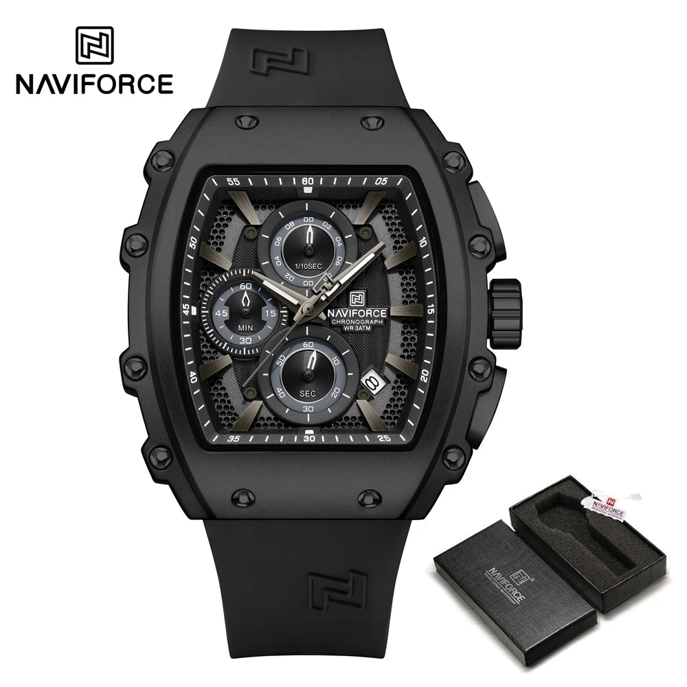 NAVIFORCE 8070 Men's Chronograph Watch - Waterproof Sport Watch with Luminous Hands, Silicone Strap, Calendar, Luxury Fashion Wristwatch