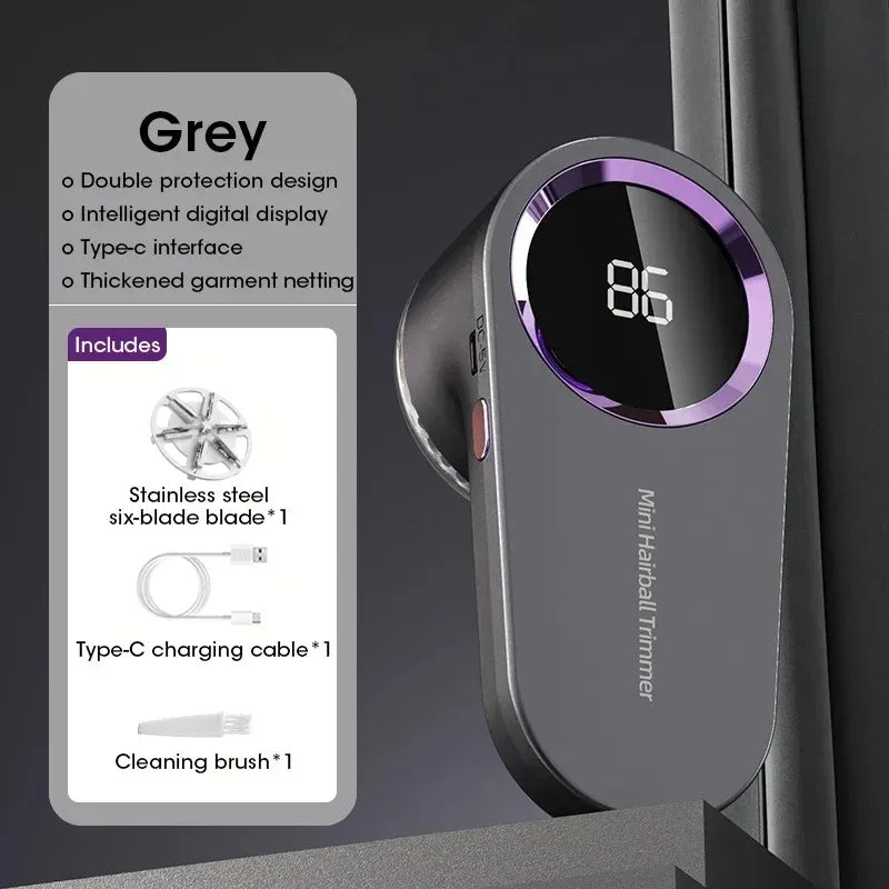 Rechargeable Electric Fabric Shaver & Lint Remover - Portable Clothing Fuzz Remover with LED Display, Cordless Lint Shaver for Sweaters, Couches & More