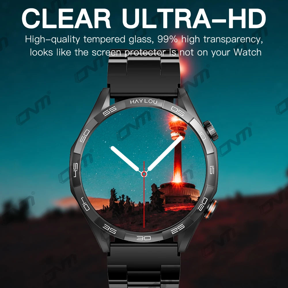 ONM 9H Premium Tempered Glass Screen Protector for Haylou Solar 5 Smartwatch - HD Clear, Anti-Fingerprint, 2.5D Rounded Edge