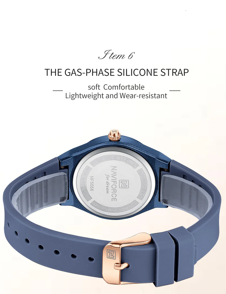 NAVIFORCE Women's Fashion Watch 2025 - Quartz Watch with Silicone Strap, Water Resistant, Simple Casual Ladies Wristwatch