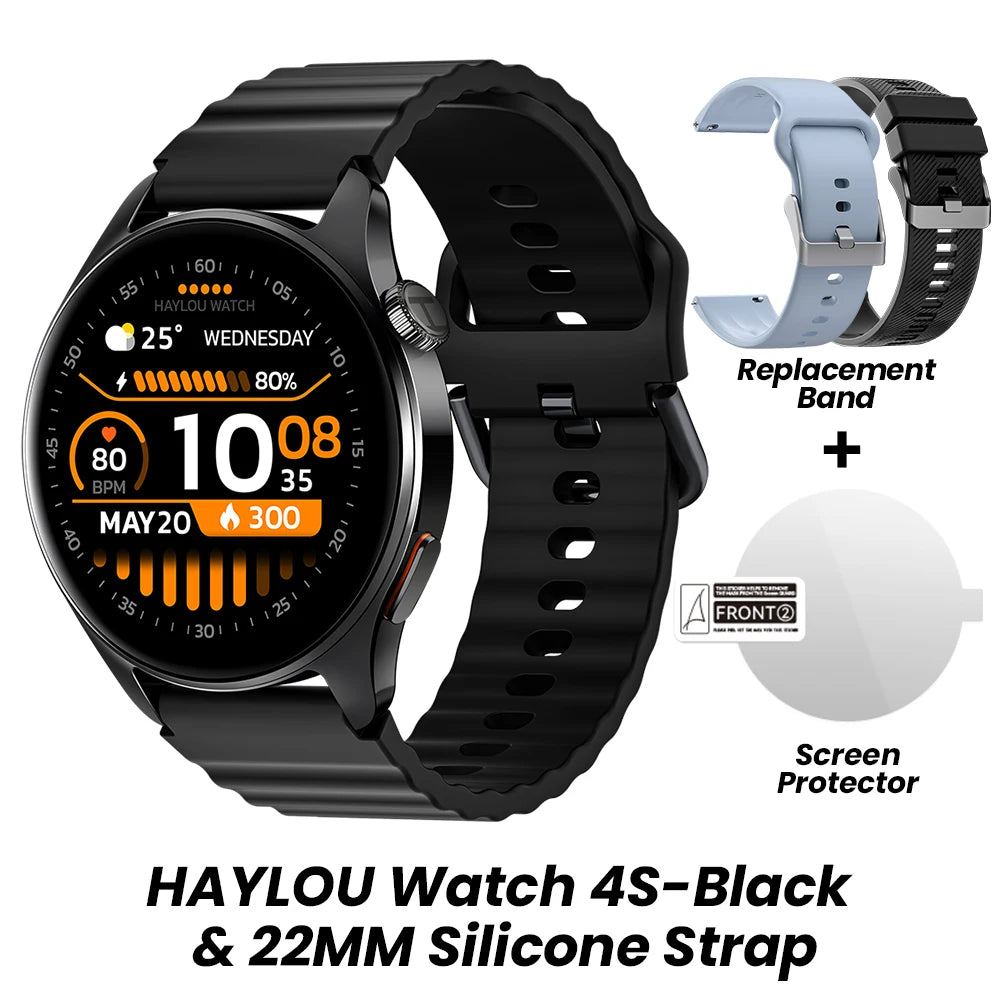 HAYLOU Watch 4S GPS Smartwatch - 1.43" AMOLED, 5-Satellite Positioning, Bluetooth Calling, 120+ Sports Modes, 18-Day Battery, Rotating Crown