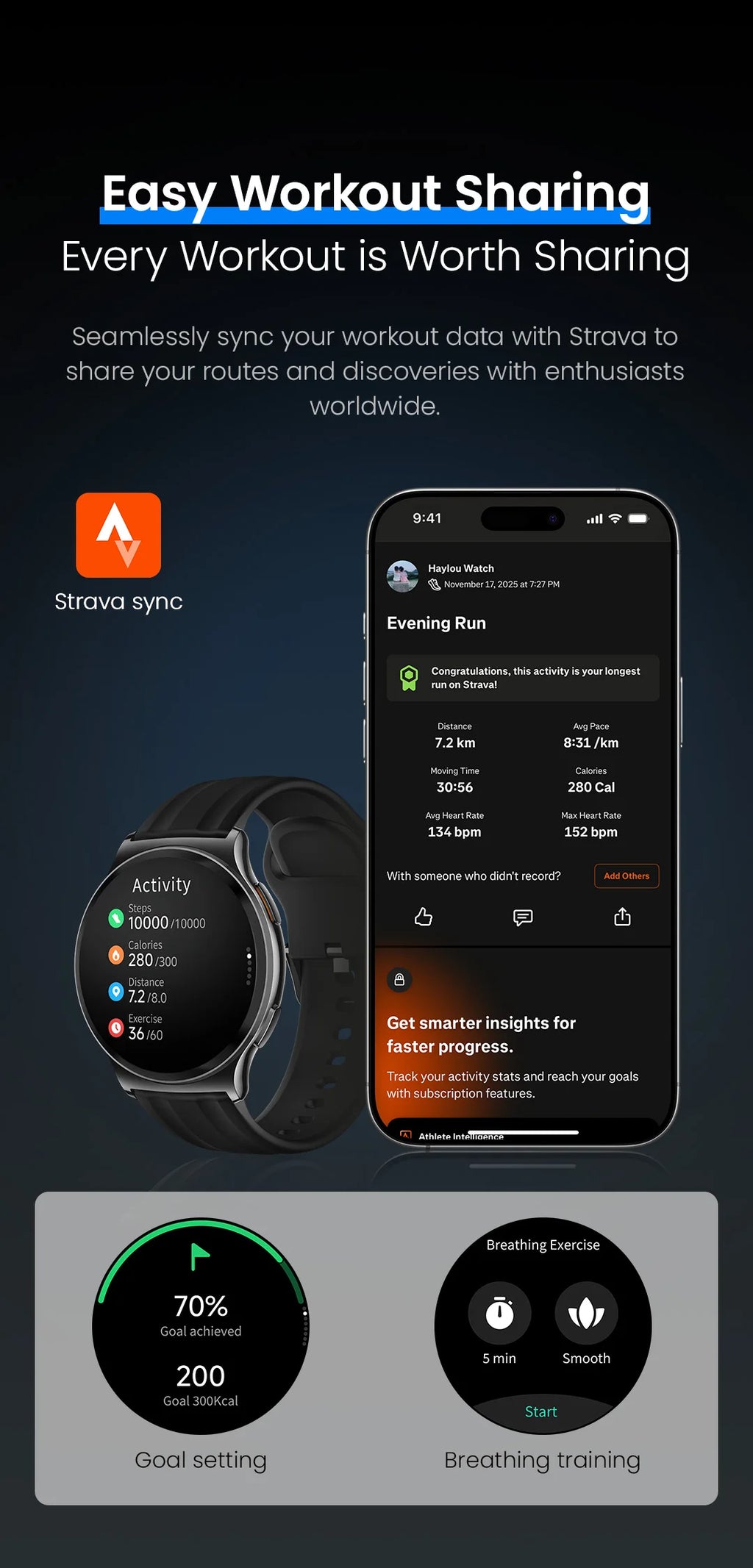 HAYLOU Solar Lite 2 Smartwatch - 1.43" AMOLED 60Hz, Bluetooth 5.4 Calling, 17-Day Battery, 150+ Sports Modes, 24/7 Health Monitor
