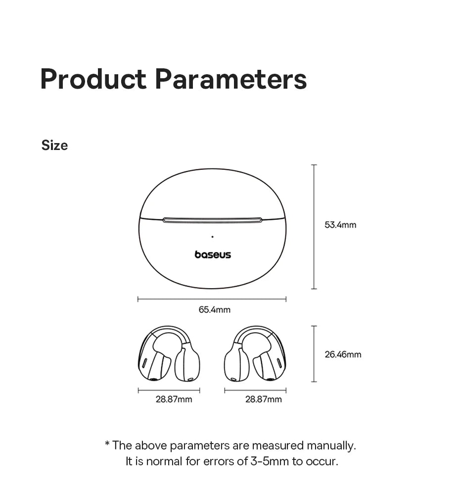 Baseus Bowie MC1 Pro Open-Ear Clip Earbuds - Bluetooth Wireless Earphones, Hi-Res Audio, 4-Mic ENC Calls, 40H Playtime, IP67 Waterproof, Ultra-Light Comfort Fit