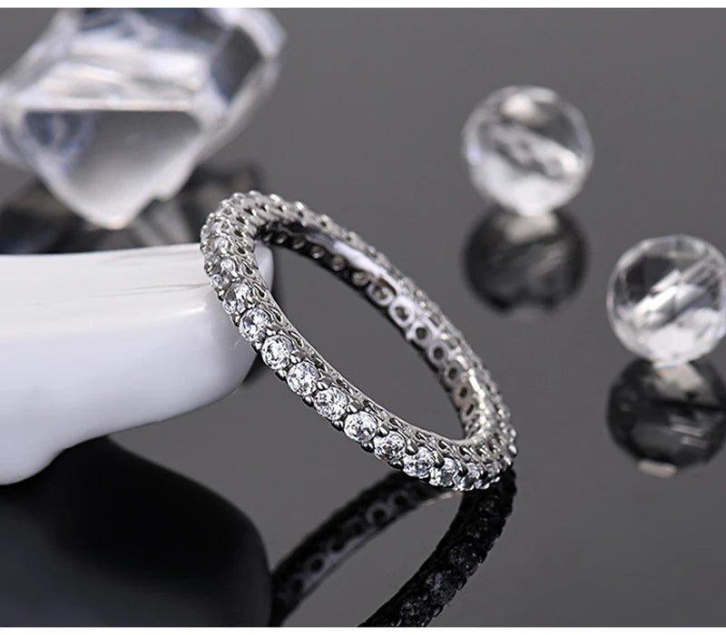 So-Bling S925 Sterling Silver Cocktail Ring For Women, Elegant Fine Cubic Zirconia Ring for Engagement Wedding Party