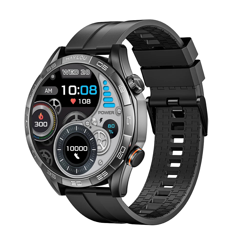 HAYLOU Solar 5 Smart Watch with Bluetooth Calling - 1.58" AMOLED 60Hz Display, 40-Day Battery, 100+ Sports Modes, 24/7 Health Monitor, IP68 Waterproof