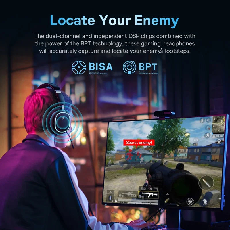 Baseus AeQur GH02 Gaming Wireless Headphones - Triple Mode 2.4G/Bluetooth 5.3/Wired, 40H Playtime, Chatmix, 4-Speaker Driver, App Control