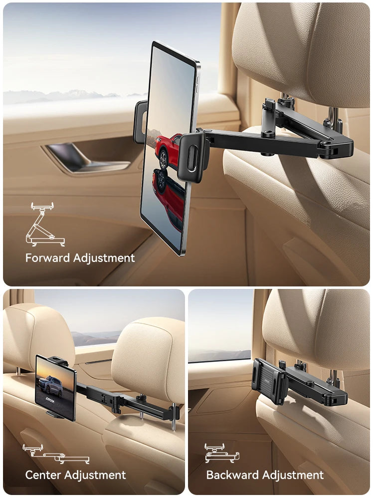Joyroom Car Headrest Tablet Holder - Adjustable 3-in-1 Backseat Mount for iPad, Phones & Tablets 4.7"-12.9", Foldable & Stable