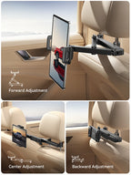Joyroom Car Headrest Tablet Holder - Adjustable 3-in-1 Backseat Mount for iPad, Phones & Tablets 4.7"-12.9", Foldable & Stable