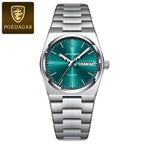 POEDAGAR Women's Watch with Date & Week Display - Waterproof Stainless Steel Luminous Dress Watch, Elegant Business Quartz Watch