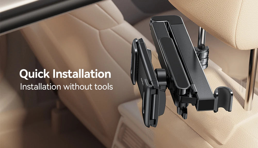 Joyroom Car Headrest Tablet Holder - Adjustable 3-in-1 Backseat Mount for iPad, Phones & Tablets 4.7"-12.9", Foldable & Stable