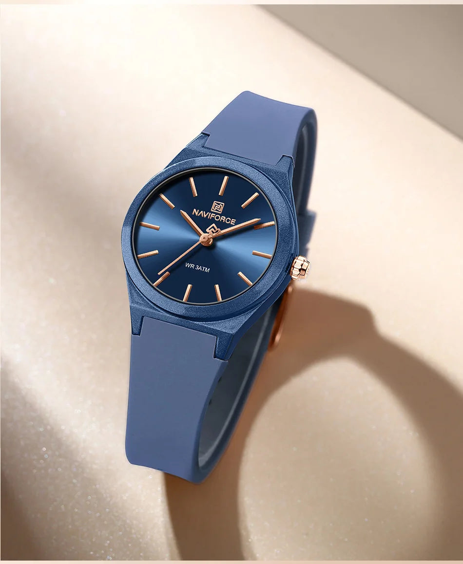 NAVIFORCE Women's Fashion Watch 2025 - Quartz Watch with Silicone Strap, Water Resistant, Simple Casual Ladies Wristwatch