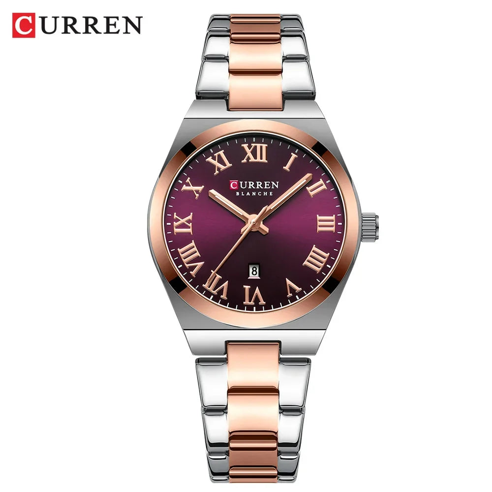Curren Women's Watch - 33mm Fashion Dress Watch, Stainless Steel Bracelet, Date Display, Water Resistant Analog Watch for Women