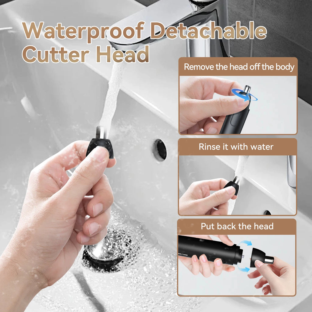 MAXGROOM Professional Rechargeable Nose Hair Trimmer for Men - 360° Rotating Dual Blade, Painless Eyebrow & Facial Hair Trimmer, USB Charging, Wet & Dry Use