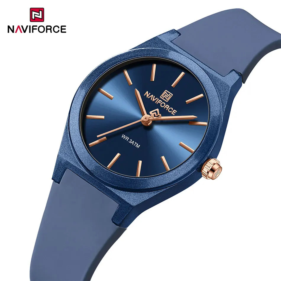 NAVIFORCE Women's Fashion Watch 2025 - Quartz Watch with Silicone Strap, Water Resistant, Simple Casual Ladies Wristwatch