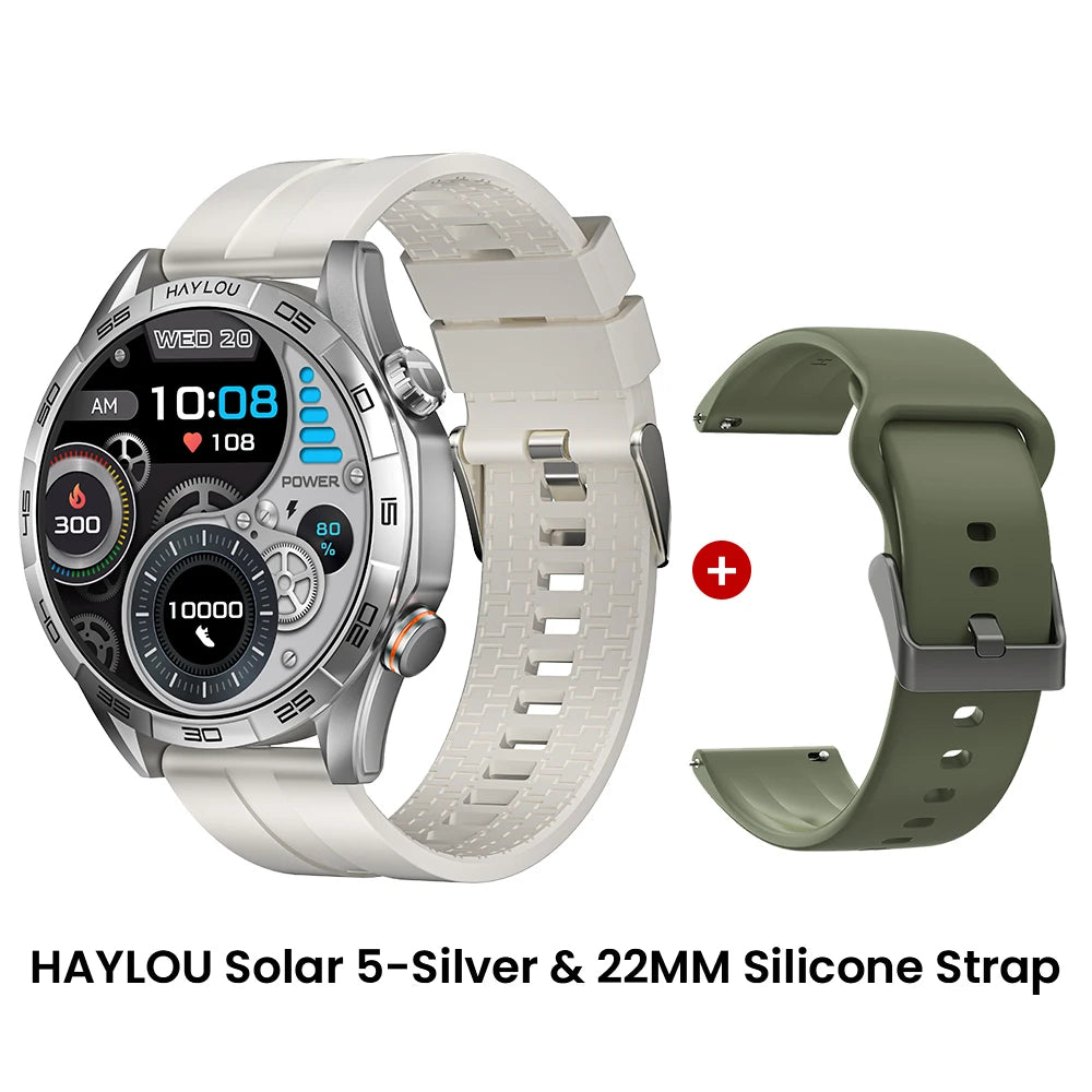 HAYLOU Solar 5 Smart Watch with Bluetooth Calling - 1.58" AMOLED 60Hz Display, 40-Day Battery, 100+ Sports Modes, 24/7 Health Monitor, IP68 Waterproof