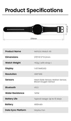 HAYLOU Watch 4S GPS Smartwatch - 1.43" AMOLED, 5-Satellite Positioning, Bluetooth Calling, 120+ Sports Modes, 18-Day Battery, Rotating Crown
