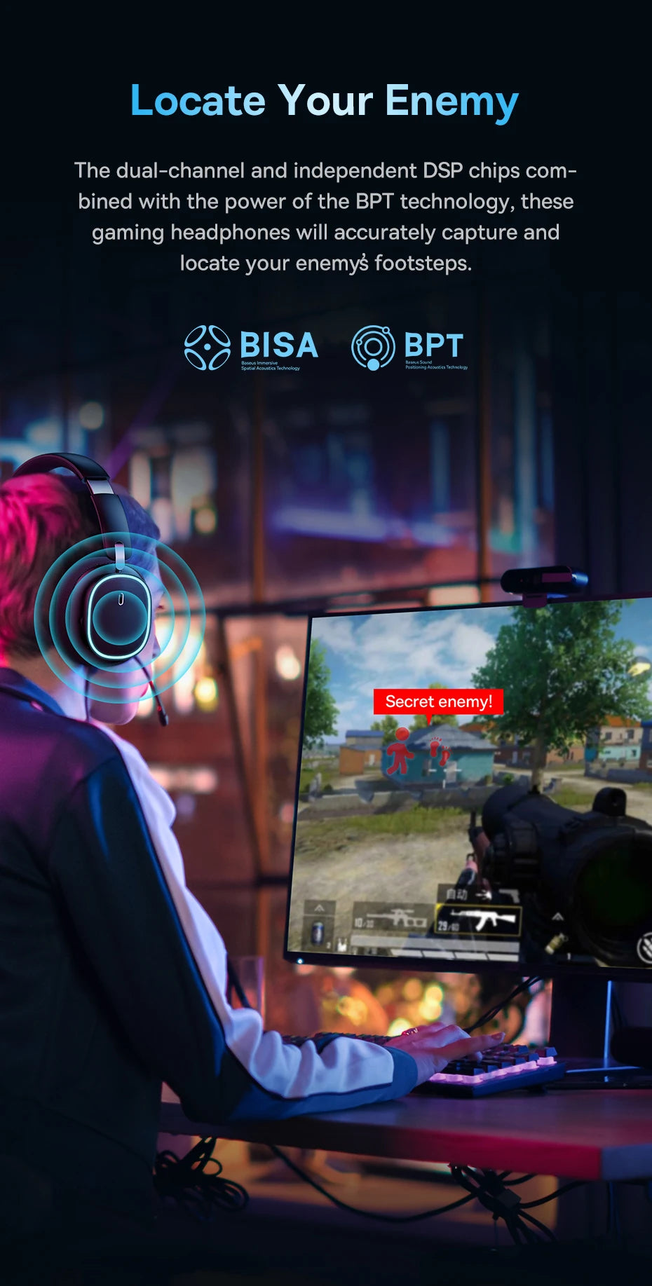 Baseus AeQur GH02 Gaming Wireless Headphones - Triple Mode 2.4G/Bluetooth 5.3/Wired, 40H Playtime, Chatmix, 4-Speaker Driver, App Control