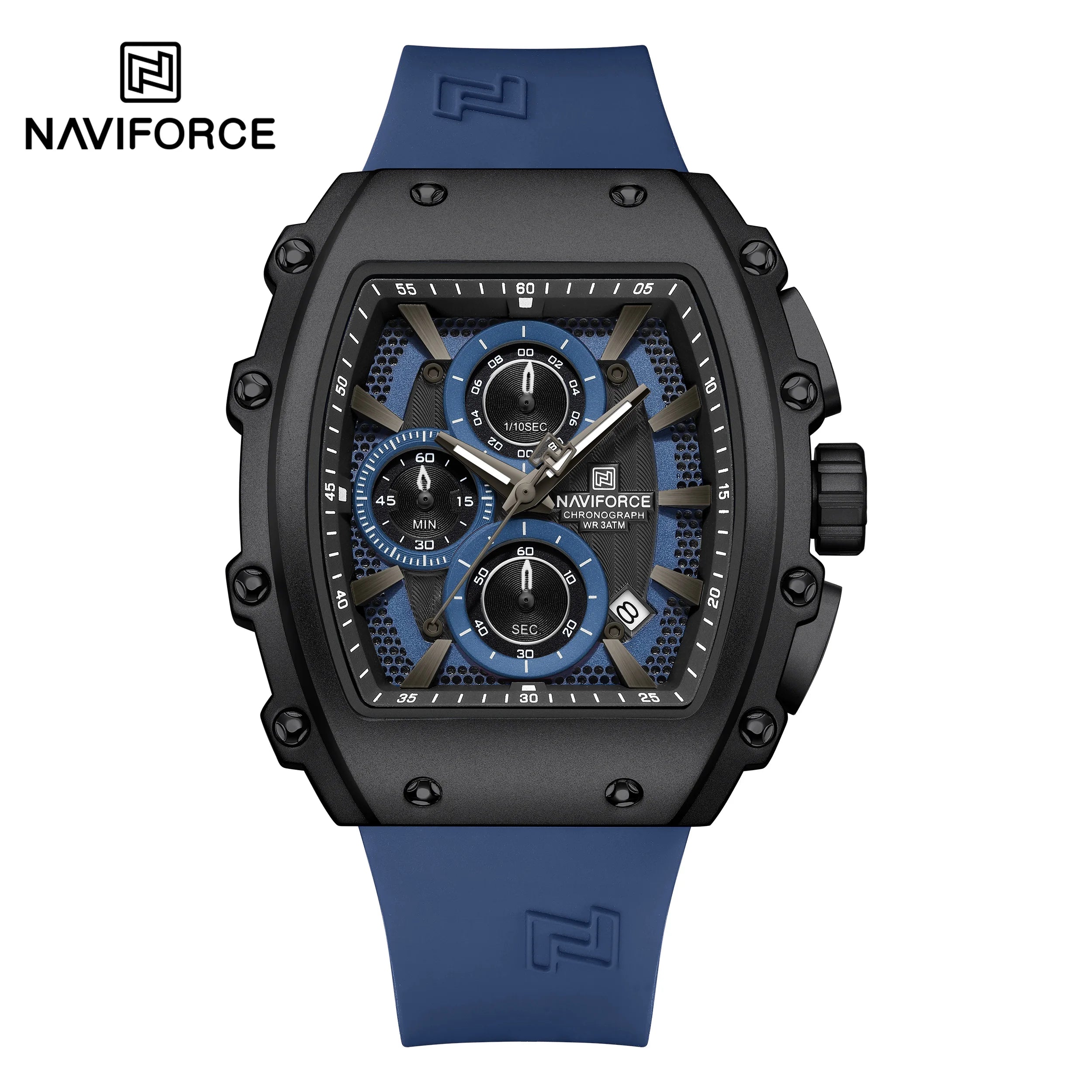 NAVIFORCE 8070 Men's Chronograph Watch - Waterproof Sport Watch with Luminous Hands, Silicone Strap, Calendar, Luxury Fashion Wristwatch