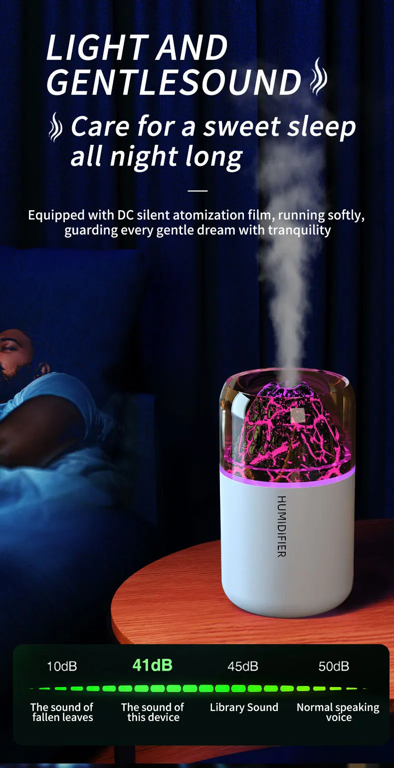 Volcanic Rock LED Mood Lamp with Humidifier & Aromatherapy Diffuser - USB-Powered for Bedroom, Car, Desk | Relaxing Color Changing Night Light Gift