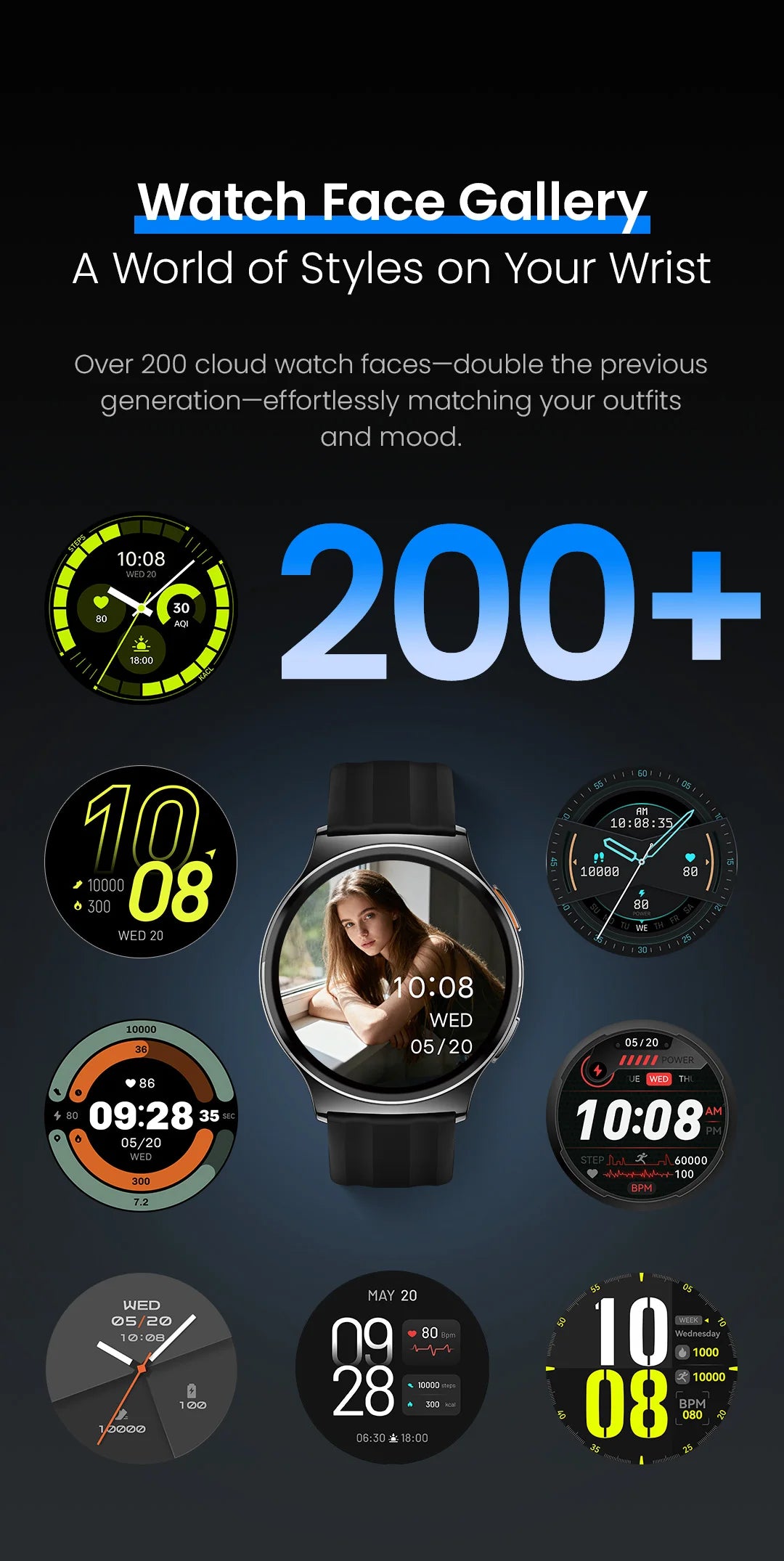 HAYLOU Solar Lite 2 Smartwatch - 1.43" AMOLED 60Hz, Bluetooth 5.4 Calling, 17-Day Battery, 150+ Sports Modes, 24/7 Health Monitor