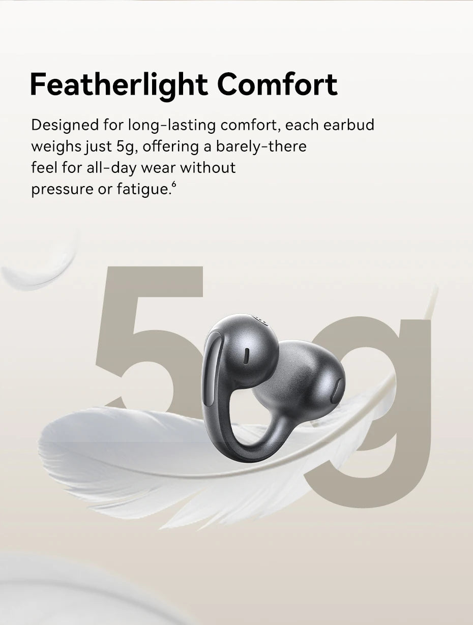 Baseus Bowie MC1 Pro Open-Ear Clip Earbuds - Bluetooth Wireless Earphones, Hi-Res Audio, 4-Mic ENC Calls, 40H Playtime, IP67 Waterproof, Ultra-Light Comfort Fit