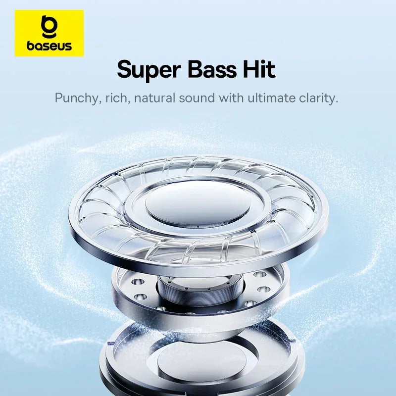 Baseus BH1 Lite Wireless Headphones - Bluetooth 6.0, 80H Playtime, Super Bass, ENC Clear Call, Lightweight Over-Ear Headset with Dual Connect