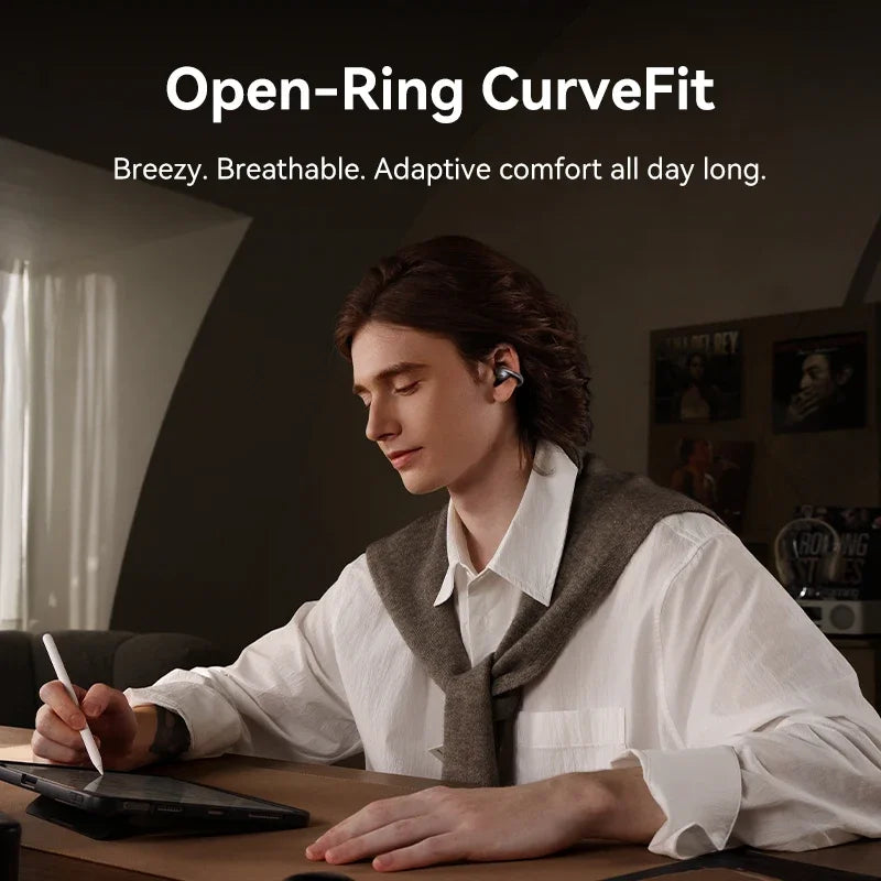 Baseus Bowie MC1 Pro Open-Ear Clip Earbuds - Bluetooth Wireless Earphones, Hi-Res Audio, 4-Mic ENC Calls, 40H Playtime, IP67 Waterproof, Ultra-Light Comfort Fit