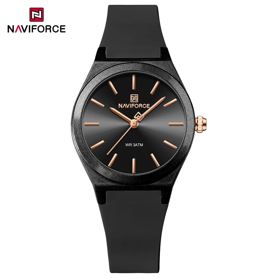 NAVIFORCE Women's Fashion Watch 2025 - Quartz Watch with Silicone Strap, Water Resistant, Simple Casual Ladies Wristwatch