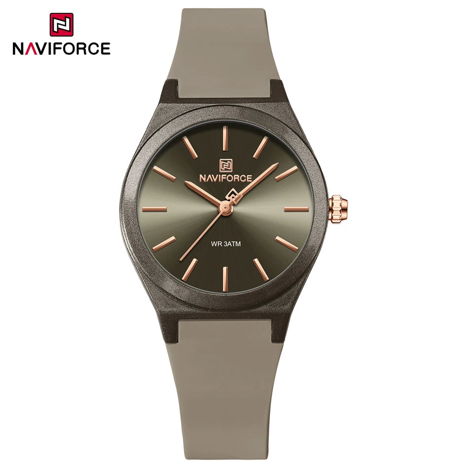 NAVIFORCE Women's Fashion Watch 2025 - Quartz Watch with Silicone Strap, Water Resistant, Simple Casual Ladies Wristwatch