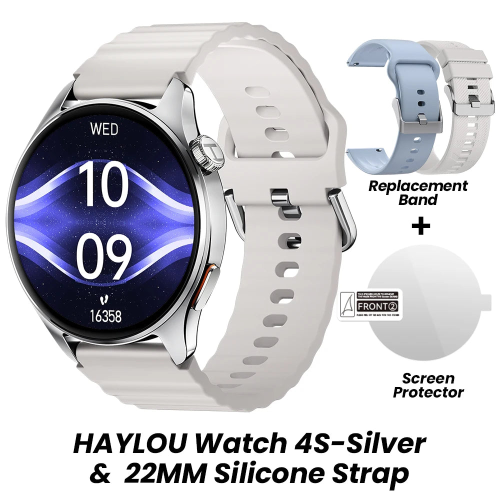 HAYLOU Watch 4S GPS Smartwatch - 1.43" AMOLED, 5-Satellite Positioning, Bluetooth Calling, 120+ Sports Modes, 18-Day Battery, Rotating Crown
