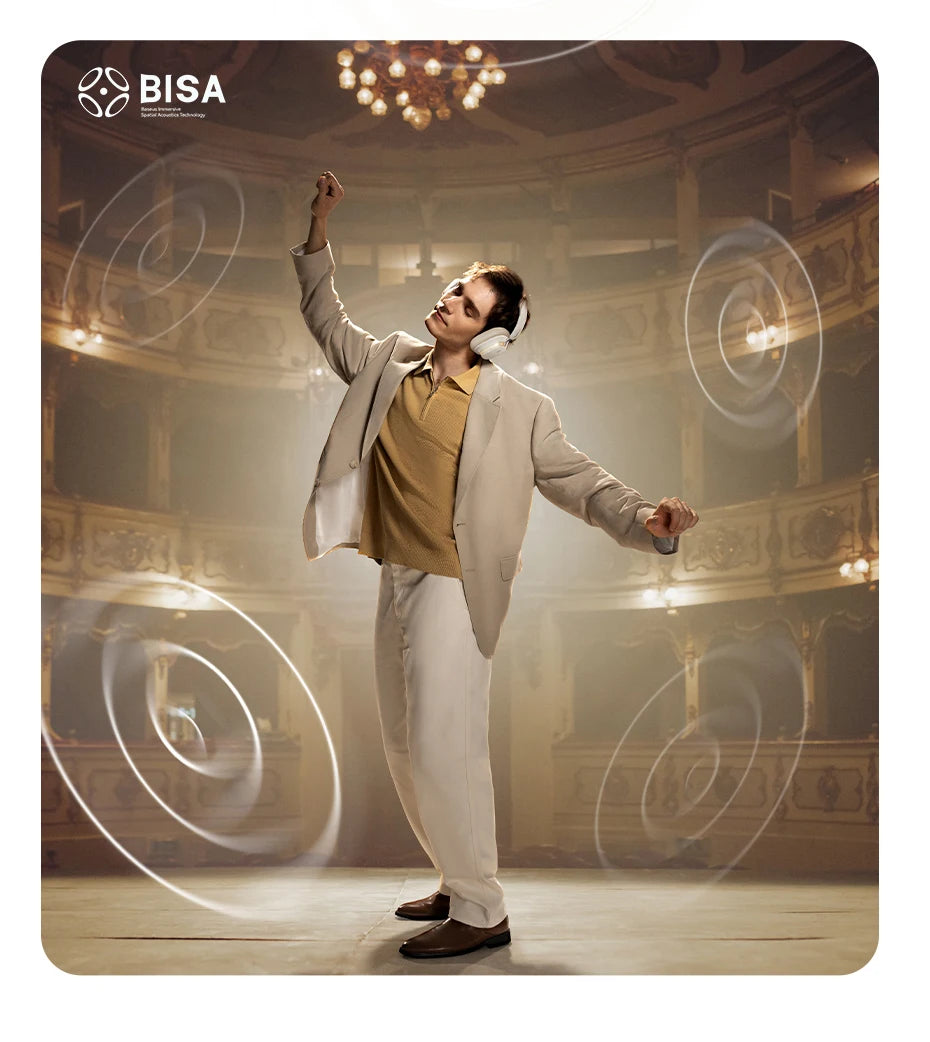 Baseus Bowie H1s Wireless Headphones - Bluetooth 5.4 with 46dB Hybrid ANC, 120H Playtime, Hi-Res Spatial Audio, 0.06s Low Latency, Foldable Over-Ear Headset