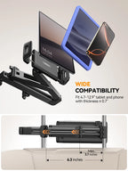 Joyroom Car Headrest Tablet Holder - Adjustable 3-in-1 Backseat Mount for iPad, Phones & Tablets 4.7"-12.9", Foldable & Stable