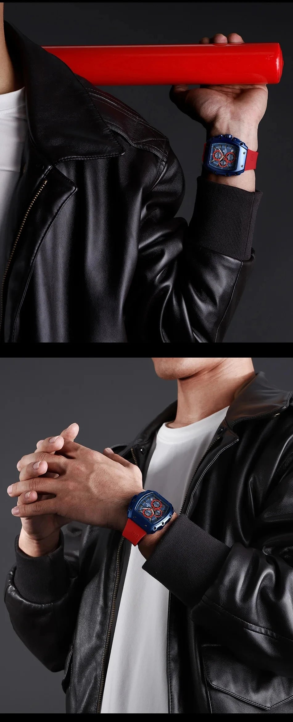 NAVIFORCE 8070 Men's Chronograph Watch - Waterproof Sport Watch with Luminous Hands, Silicone Strap, Calendar, Luxury Fashion Wristwatch