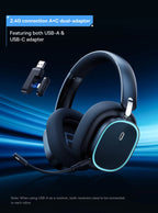 Baseus AeQur GH02 Gaming Wireless Headphones - Triple Mode 2.4G/Bluetooth 5.3/Wired, 40H Playtime, Chatmix, 4-Speaker Driver, App Control