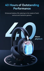 Baseus AeQur GH02 Gaming Wireless Headphones - Triple Mode 2.4G/Bluetooth 5.3/Wired, 40H Playtime, Chatmix, 4-Speaker Driver, App Control