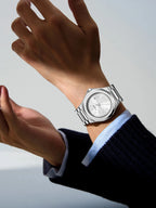 TOMI Luxury Men's Watch Gift Set - Rose Gold Case & Stainless Steel Bracelet, Business Quartz Watch with Complete Calendar, Ring & Brooch