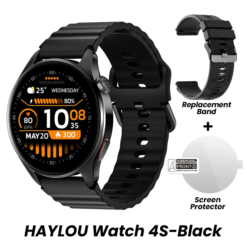 HAYLOU Watch 4S GPS Smartwatch - 1.43" AMOLED, 5-Satellite Positioning, Bluetooth Calling, 120+ Sports Modes, 18-Day Battery, Rotating Crown