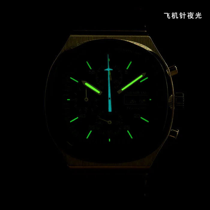 Hruodland F022 Retro Chronograph Watch for Men - Sapphire Crystal Glass, Stainless Steel, Blue Sunray Dial, Japanese Quartz Movement