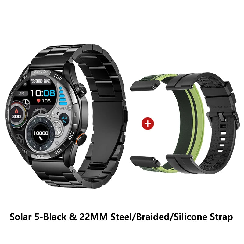 HAYLOU Solar 5 Smart Watch with Bluetooth Calling - 1.58" AMOLED 60Hz Display, 40-Day Battery, 100+ Sports Modes, 24/7 Health Monitor, IP68 Waterproof