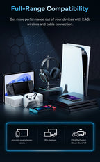 Baseus AeQur GH02 Gaming Wireless Headphones - Triple Mode 2.4G/Bluetooth 5.3/Wired, 40H Playtime, Chatmix, 4-Speaker Driver, App Control