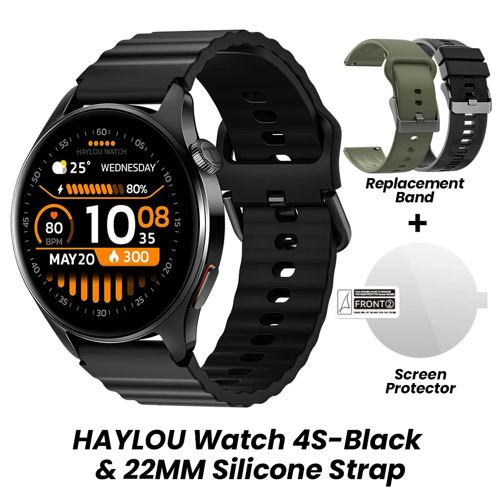 HAYLOU Watch 4S GPS Smartwatch - 1.43" AMOLED, 5-Satellite Positioning, Bluetooth Calling, 120+ Sports Modes, 18-Day Battery, Rotating Crown