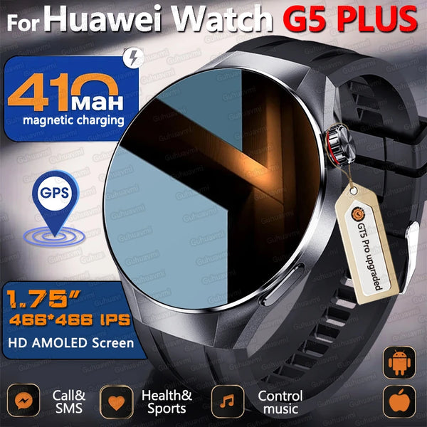 GUHUAVMI 1.75" AMOLED Smartwatch with GPS & Bluetooth Calling - IP68 Waterproof, 100+ Sports Modes, Heart Rate/SpO2 Monitor, 7-Day Battery