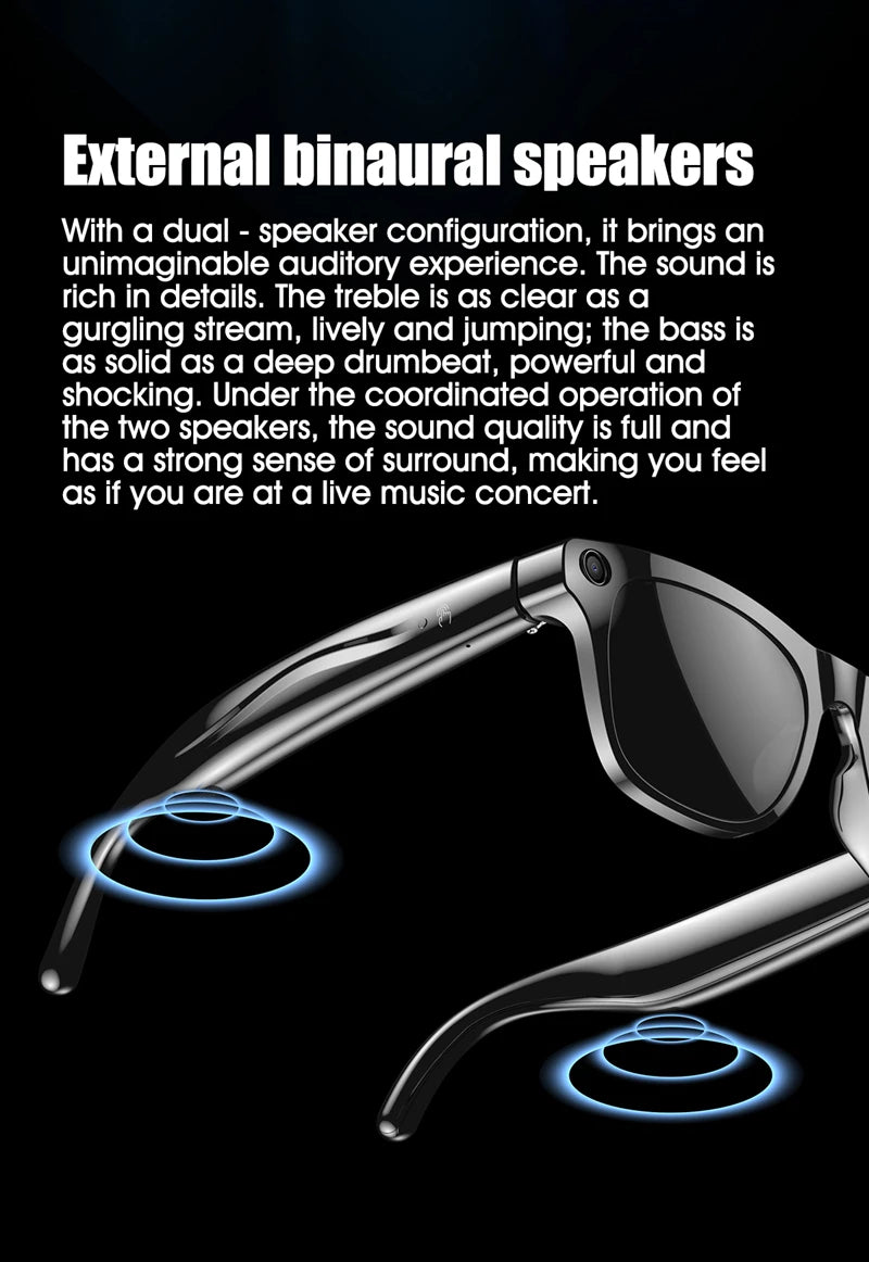 XMSJ 4K AI Smart Glasses - Bluetooth Calling, Voice Assistant, Photochromic Lenses, HD Camera, Music Player & Real-Time Translation