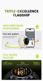 HAYLOU Watch 4S GPS Smartwatch - 1.43" AMOLED, 5-Satellite Positioning, Bluetooth Calling, 120+ Sports Modes, 18-Day Battery, Rotating Crown